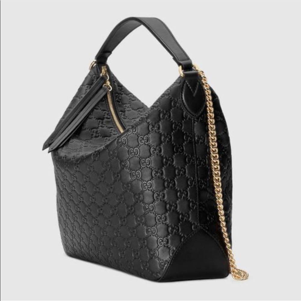 Gucci guccissima large hobo black chain bag